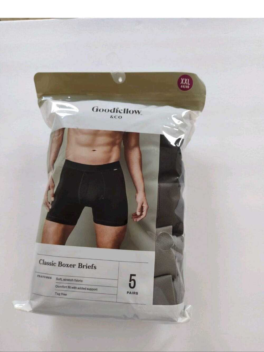 Goodfellow & Co Men’s Classic Knit Boxer Briefs 5-Pack Black Gray - XXL (44/46)